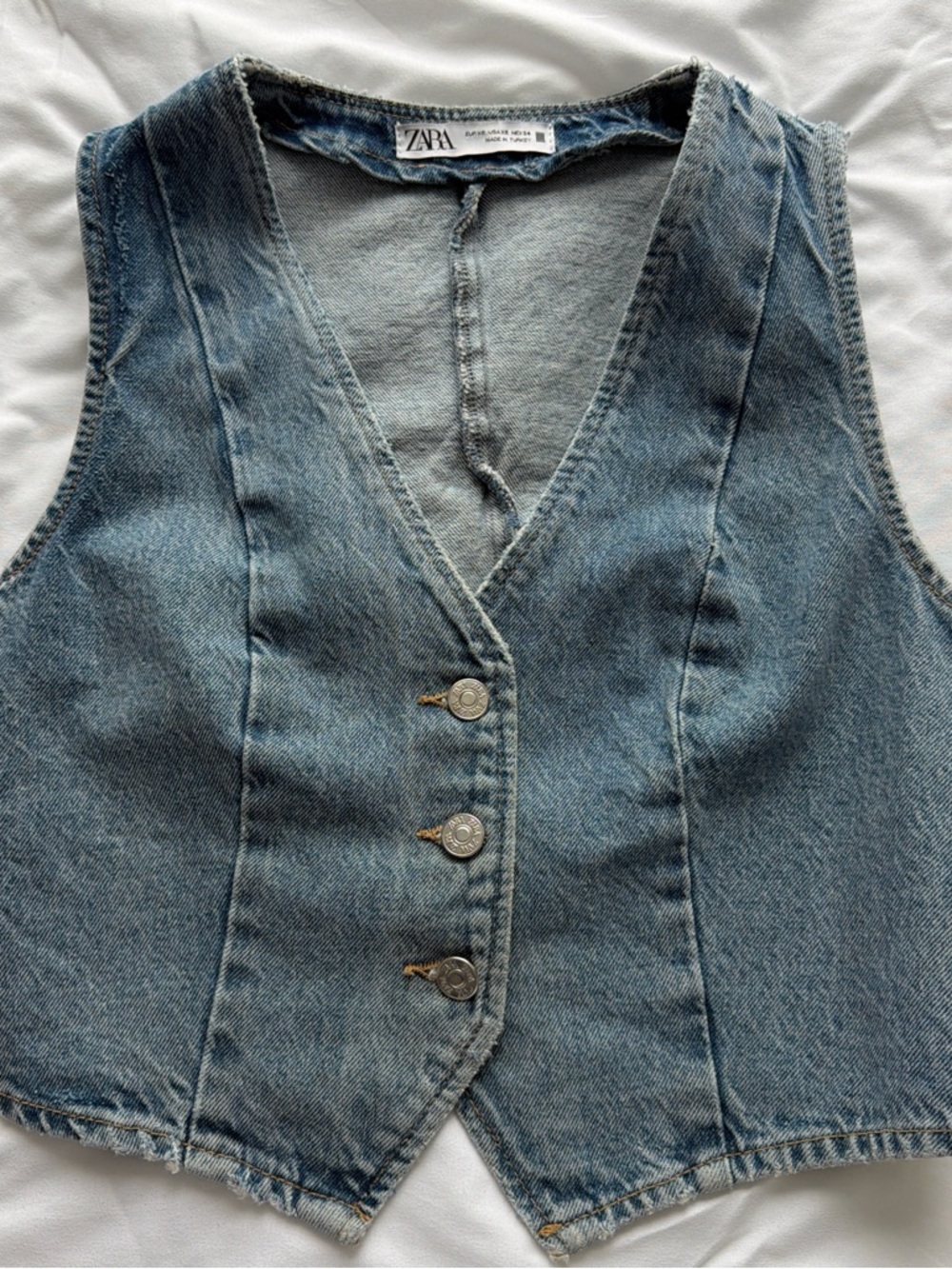 Zara Light Blue Denim Vest with Front Buttons